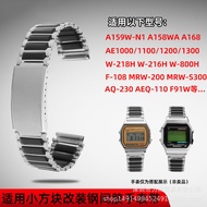 Lire New Watch Strap Compatible with A159W-N1 A158 AE-1200Series Steel Black Rubber Watch Band