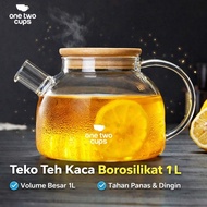 Best One Two Cups Borosilicate Glass Teapot Heat Resistant Strainer Teapot 1L - BR-384