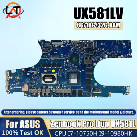UX581LV Mainboard ASUS Zenbook Pro Duo UX581L Laptop Motherboard I7-10750H I9-10980HK CPU RTX2060/6G