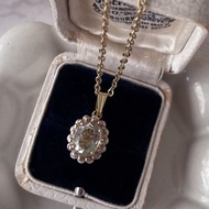 醫療級不鏽鋼 寶石級綠色紫水晶與復古珍珠橢圓形項鍊/2 月誕生石/抗金屬過敏