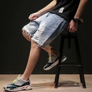Ripped Pants Denim Shorts Men Five-Point Jeans Washed Brushed (CK2511) [No. 1 Station]