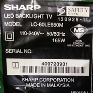 SHARP LC-60LE650M >  POWER BOARD MAINBOARD TCON LC60LE631M