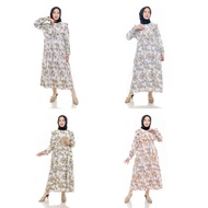 NEMOKITS Faida - Gamis Motif Bunga Midi Dress Pakaian Muslim Wanita