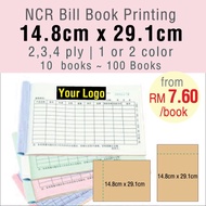 14.8cm x 29.1cm NCR Bill Book Custom Printing Receipt Invoice Payment Voucher Order Chit CUSTOM MADE