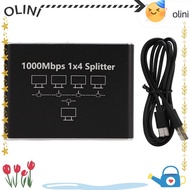 OLINI Ethernet Splitter, 1 to 4 Ports USB Power Cable Internet Splitter, Plug and Play 1000Mbps High
