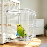 Transparent Acrylic Parrot Side Mount Cage Anti-Splash Breeding Box for Budgie Cockatiel Lovebird