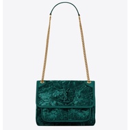 YSL NIKI BABY CHAIN BAG VELV_BagET AND LEATHER-BRIGHT EMERALD