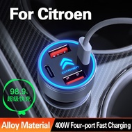 Car Phone Quick Charger For Citroen 400W Type C USB PD QC3.0 Four-port Fast Charging for Citroen C3 