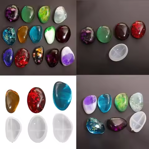 Multicavity Creative Pebble Silicone Mould Stone Shape Resin Plaster Mold DIY Pendant earrings neckl