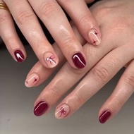 Press on nails red coquette ribbon free toolkit