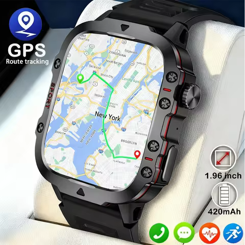 2026 DAORKOW New Rugged Military GPS Smartwatch Men's AMOLED Screen Heart Rate Bluetooth Call IP68 W