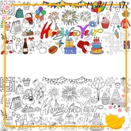 POPULAR Giant Coloring Poster, DIY Coloring Happy  Year Doodle Art Banner, Interactive Art Craft Doo