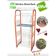 Multipurpose Display Kitchen plate rack 2M 7788/Kitchen Metal Rack/RAK Dapur Pinggan mangkuk  D/Roda/厨房铁板架