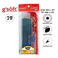 G'soft | Stationery Set | Pencil | Solid 388 Pencil Set (2B) (6 pencils + Eraser + Sharpener) (#VP-3