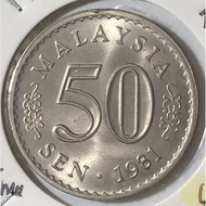 ( Syiling ) 50 Sen 1981 ( UNC ) Malaysia Parliament House