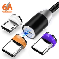 3/5/6A Multifunctional Portable Type C/Micro USB/Lightning Magnetic Data Cable Replaceable Magnetic Plug Compatible with Iphone Xiaomi Huawei Mobile Phone Charging Data Cable Adapter