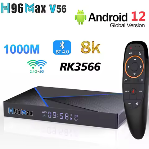 Smart TV Box H96 MAX V56 RK3566 Android 12 1000M 2.4G&5G WiFi 4K 8K BT 4GB 32GB 8GB 64GB Media Playe
