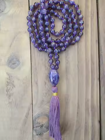 Amethyst Mala Necklace / Healing Mala / Mala Beads 108 / Hand Knotted Mala / Gemstone Necklace / Gem