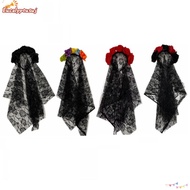 EUCALYPTUSUJ Ghost Bride Headband, Gothic Performance Prop Floral Lace Veil, Spooky Lace Material Sp