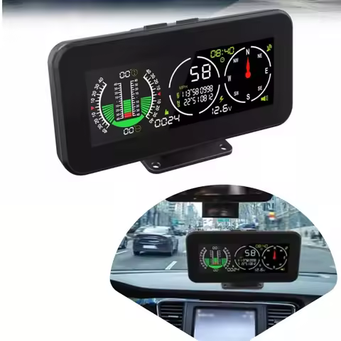 Car GPS Digital Inclinometer Gauge Off Road Slope Land Meter Pitch Angle Tilt Multi-Functional Car E