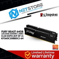 KINGSTON FURY BEAST 64GB (2X32GB) 6000MT/s DDR5 CL30 EXPO (KIT OF 2) - KF560C30BBEK2-64