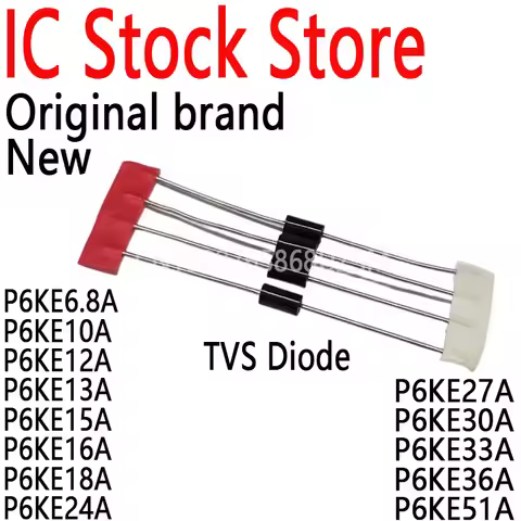 50PCS TVS Diode P6KE6.8A P6KE10A P6KE12A P6KE13A P6KE15A P6KE16A P6KE18A P6KE24A P6KE27A P6KE30A P6K