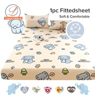 Dansunreve 100% Cotton Fittedsheet Animal Printed Elephant Rabbit Bed Sheet Single/Queen/King/Super King Mattress Protector