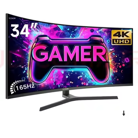 TCOLOR 34" Curved Gaming Monitor 1500R VA 165Hz 3ms AMD FreeSync 3000:1 High Contrast for Immersive