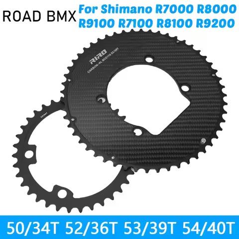 Bike Carbon chainring 110 bcd Ultralight double disc 110BCD 4 bolt chainwheel For Shimano R7000 R800