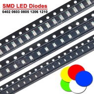 100PCS 0402 0603 0805 1206 1210 SMD LED Diodes light Yellow Red  Green Blue White