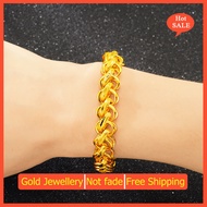 Luxury Imitation 24k Gold Twist Boss Chain Men Women Bracelet Thai Style Chain Sand Gold Influencer 