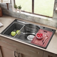 Black Kitchen Sink Nano Sink Single-slot Kitchen 304 Stainless Steel Large Basin Sink