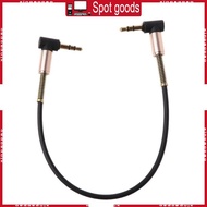 XI 24cm Dual 90 Degree Nylon 3 5 mm to 3 5mm Male Jack  Cable Car Aux Cord for Phone Tablet  Player 