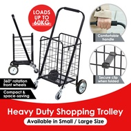 【Heavy Duty Steel】 Grocery Shopping Cart / Market Trolley With Swivel Wheel / Folding Cart Trolley