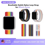 Nylon Loop Strap for iWatch Series 7 SE 6 5 4 3 2 1 45mm 44mm 42mm 41mm 40mm Breathable & Comfortabl
