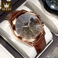 OLEVS Watch for Mens Original Waterproof Quartz Casual Leather strap Business Luminous Men Watch jam tangan lelaki