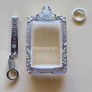 (With Tweezers) Silver Frame Money Box Amulet Case Amulet Frame For Phra Somdej Straight Print