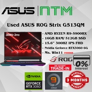 #RG008 USED ASUS ROG Gaming Laptop G513QM AMD R9 RYZEN 9-5900HX 16G 512GB SSD NVIDIA GEFORCE RTX3060