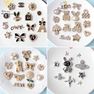 【1pcs】2025 Fashionable KC Golden Sweet Bear Love Ribbon s DIY  Pins INS Shoe Accessorie Charm Cute S