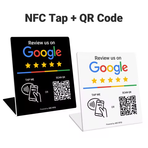 Google Review Business Stand | NFC Tap & Dynamic QR Code | Easy Setup with Review Link Management | 