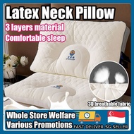 🇸🇬 SELLER -Natural Latex Feel Neck Therapy Pillow 3D Ergonomic Design Memory Foam Pillow Fits Cervical Neck Cloud Pillow