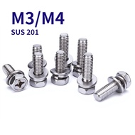 Phillips Hex Bolt/ Hexagonal Capscrew 201 Stainless Steel/ Phillips Hexagonal Bolt W/Washer  M3M4 [W