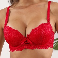 SOFTRHYME Woomen Small Size Push Up Bra Sexy Bow Lace Brassiere With Wire Bras 75B 80B 85B 90B - 700