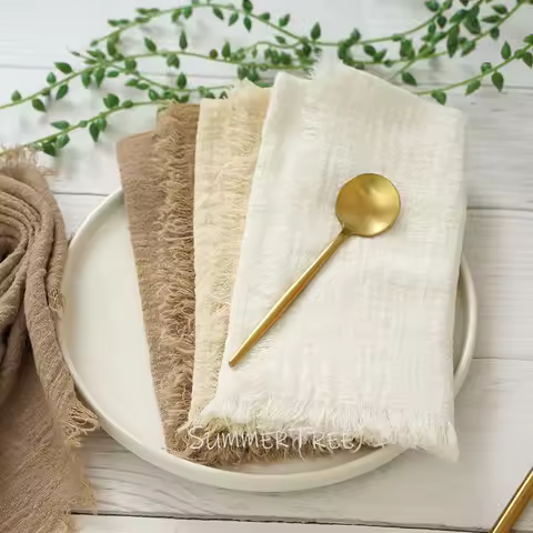 12pcs Napkins Cotton Gauze 41x41cm Rustic Napkin Tea Towels Retro Cheesecloth Home Vintage Wedding L