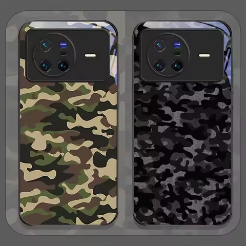 Creative Graffiti Green camouflage Tempered Glass Phone Case for OPPO Reno 13 F 12 11 10 Pro Plus Fi