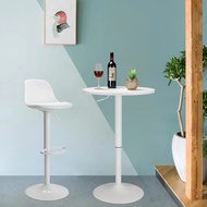 24'' Round Cocktail Bar Table With Metal Base, Tall Bistro Pub Table, Adjustable 27.9''-35.4'' Count