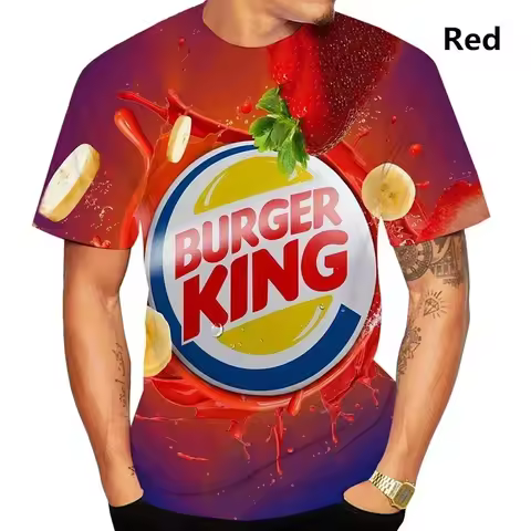 2025Summer Burger King Men's Women New Fashion 3D Printed T-Shirt Casual Cool Short Sleeve Print Shi