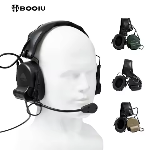 BOOIU JH500-TXTD-JY Helmet Mount Communication Headset 7.1mm U94 Plug ABS Earmuff Fits FAST ARC Rail