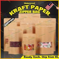 50pcs Zip Pouch Bag Kraft Paper Bag Zipper Air Tight Zip Lock Bags Door Gift Goodies Food Packing Pa