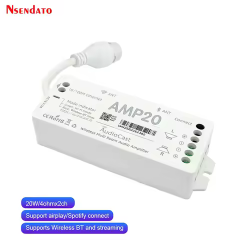 Audiocast AMP20 Wireless Audio Music Multi Room Streaming Cast Sound Amplifier Support Airplay Spoti